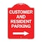 Signmission Reserved Parking Customer and Visitor Parking With Right Arrow, Red & White, A-DES-RW-1824-23052 A-DES-RW-1824-23052 - alternate 1